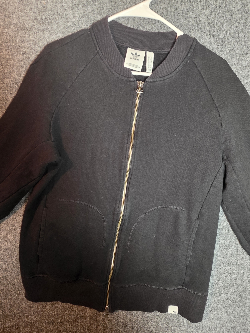 Adidas Originals Black Zip Jacket Women’s Large Full Zip Bomber Sweatshirt